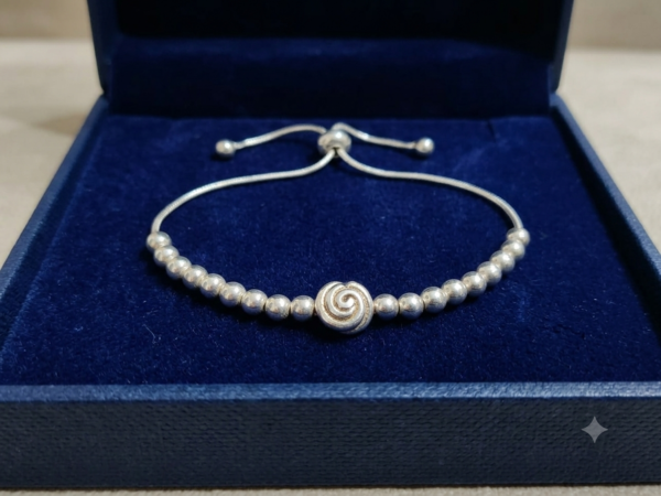 925 Sterling Silver Adjustable Spiral Bead Bracelet