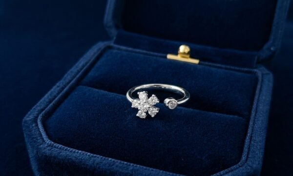 925 silver open floral ring