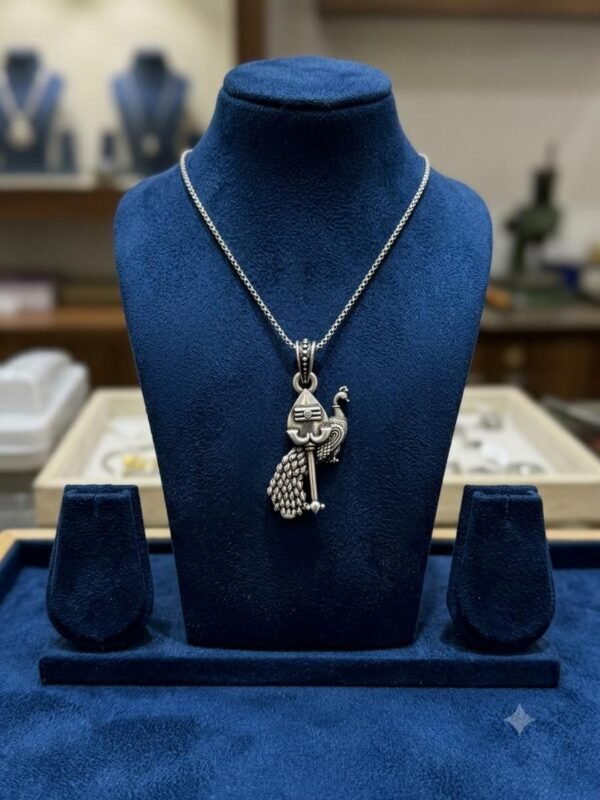 925 Silver Lord Kartikeya Peacock Pendant