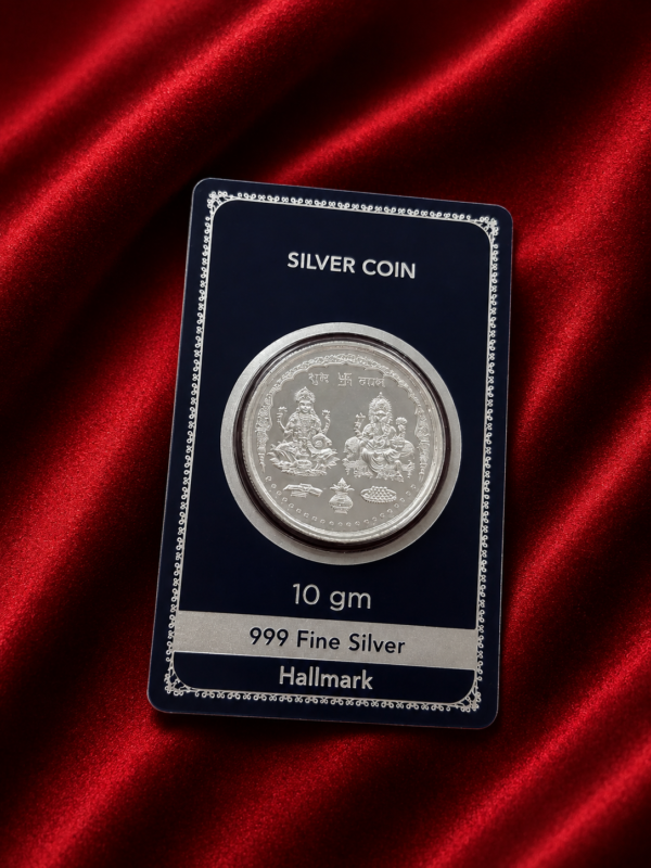 10 Gram 999 Fine Silver Lakshmi Ganesh Hallmark Coin | Agrasen Jewellers Dwarka