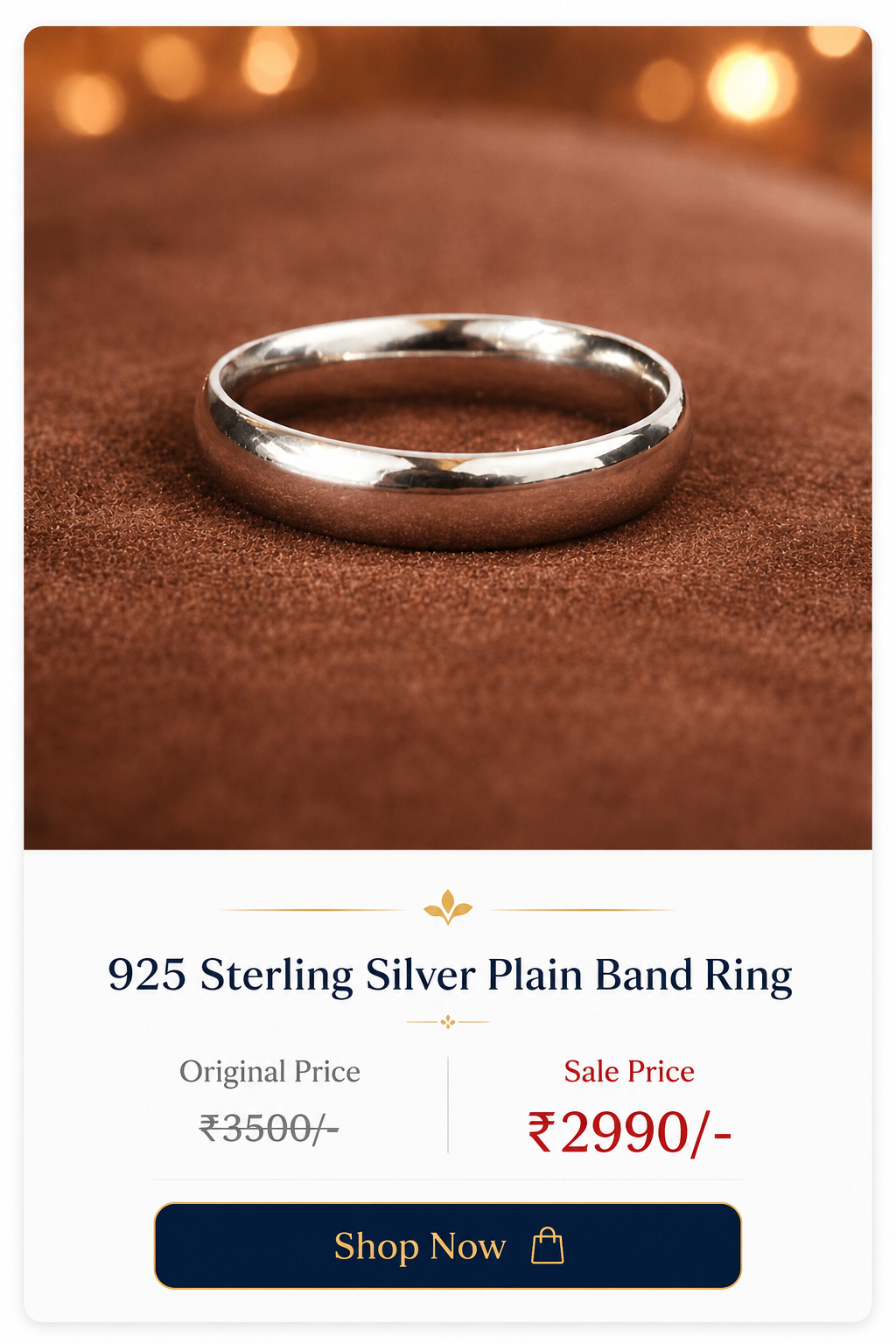 925 sterling silver plain band ring for men
