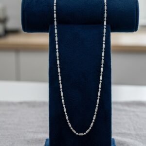 925 silver cylinder and ball beads chain for women