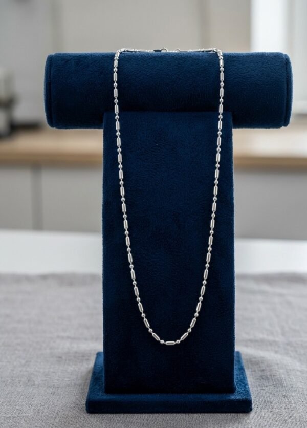 925 silver cylinder and ball beads chain for women