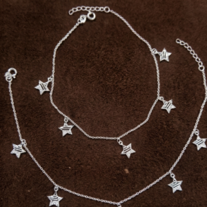 925 Silver Star Chain Anklet-Stylish Star Design Payal