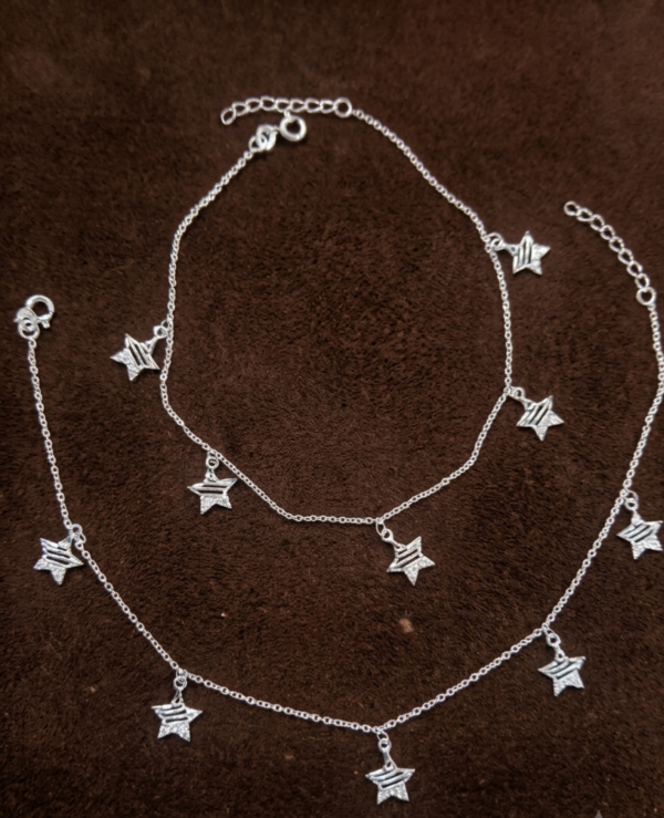 925 Silver Star Chain Anklet-Stylish Star Design Payal