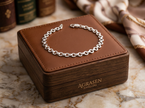925 Silver Circular Interlocking Link Bracelet for men