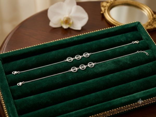 925 Hallmarked Silver Modern Infinity Payal  Pair