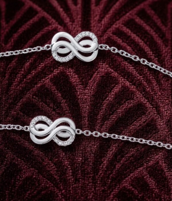 925 Silver Sparkle Infinity Pair Anklet for women