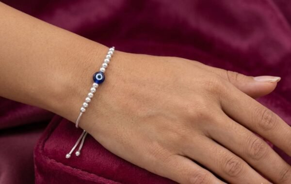 925 Silver Evil Eye Adjustable Bracelet for women