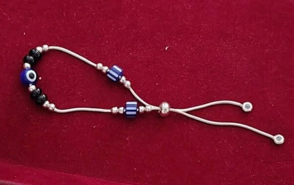 925 Silver Triple Evil eye Silver Beads Adjustable Bracelet for women