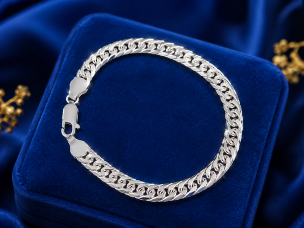 925 Silver Curb Chain Bracelet for men