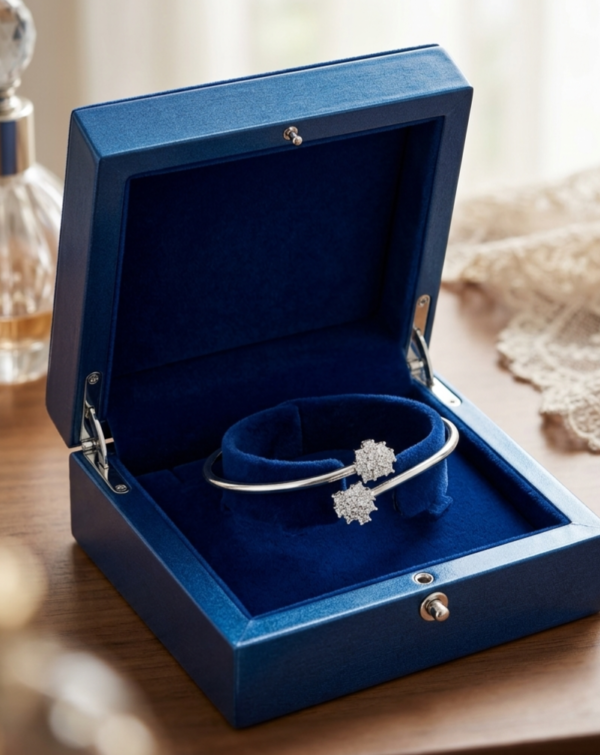 925 Silver Floral Open Bangle
