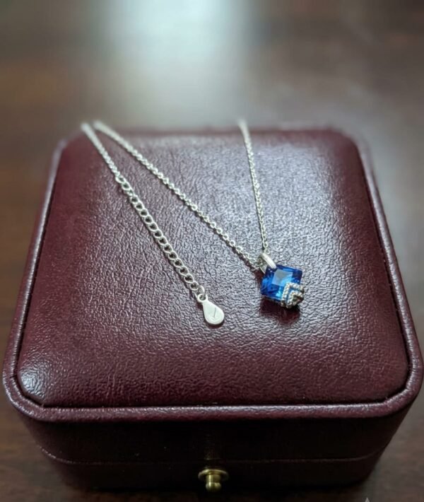 925 Silver Blue Crystal Pendant Chain for women