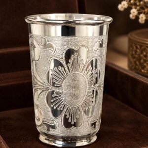 925 Silver Floral Embossed Glass