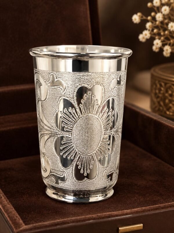 925 Silver Floral Embossed Glass