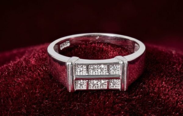925 Silver Diamond Accent Band Ring for men