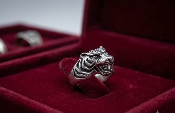 925 Silver Tiger Face Ring for men