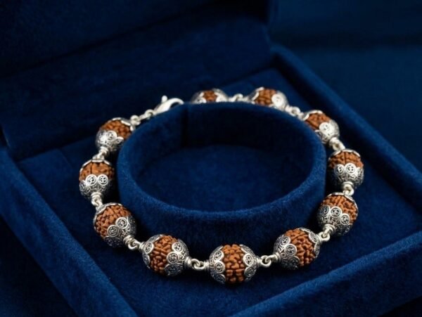 925 Silver Capped Rudraksh Bracelet for Men