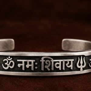 925 Silver Om Namah Shivaya Adjustable Kada for Men